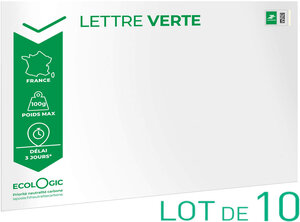 Prêt-à-Poster - Lettre Verte - 100g - Format C4 - Enveloppes en lot de 10