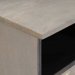 vidaXL Meuble TV avec étagère Gris et or Bois de manguier massif