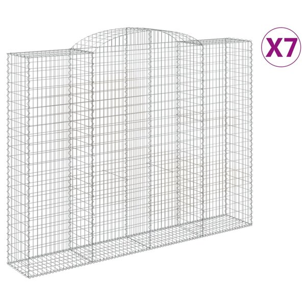 vidaXL Paniers à gabions arqués 7 Pièces 300x50x220/240 cm fer galvanisé