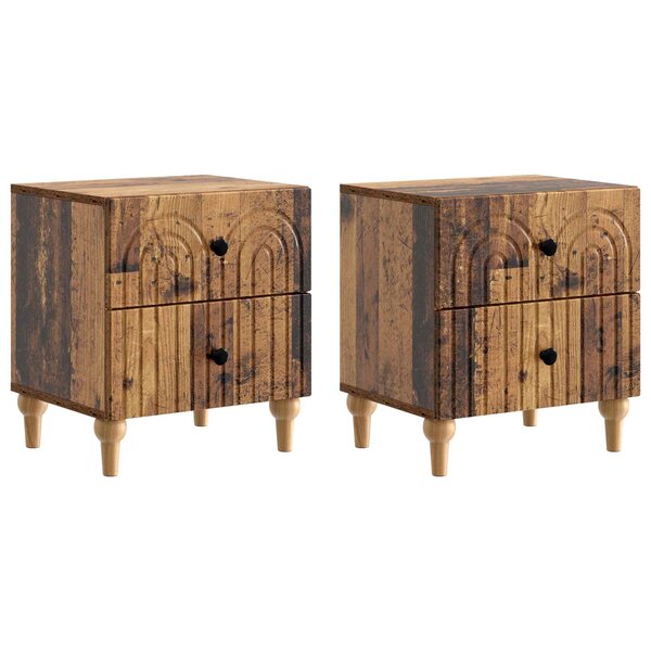 vidaXL Cabinet de chevet 2 pc Bois ancien 43 x 34 5 x 48 cm