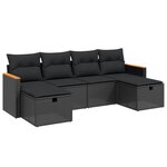 vidaXL Salon de jardin 6 Pièces avec coussins noir résine tressée