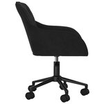 Chaise fauteuil siège pivotante de bureau informatique étude velours noir 02_0024169
