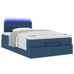 vidaXL Lit ottoman avec matelas et LED Bleu 120x200 cm Tissu