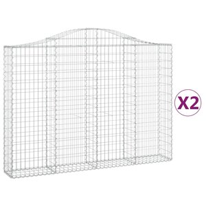 vidaXL Paniers à gabions arqués 2 Pièces 200x30x140/160 cm Fer galvanisé