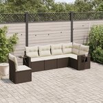 vidaXL Salon de jardin avec coussins 6 Pièces marron résine tressée