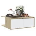 vidaXL Table basse blanc et chêne sonoma 80x80x31 cm bois d'ingénierie
