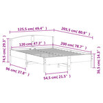 vidaXL Cadre de lit sans matelas blanc 120x200 cm bois de pin massif