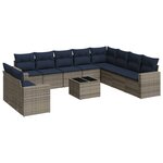 vidaXL Salon de jardin 11 Pièces avec coussins gris résine tressée
