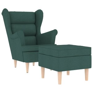 vidaXL Fauteuil avec repose-pied Vert foncé Tissu