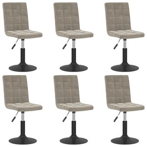 vidaXL Chaises pivotantes à manger lot de 6 gris clair velours