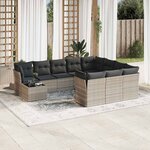vidaXL Salon de jardin 11 Pièces avec coussins gris clair résine tressée
