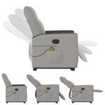 vidaXL Fauteuil de massage inclinable gris nuage tissu