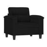 vidaXL Ensemble de canapés 3 Pièces avec coussins noir tissu microfibre