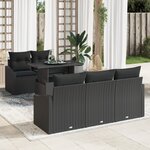 vidaXL Ensemble de canapé de jardin de 6 pièces avec coussins en poly rotin noir