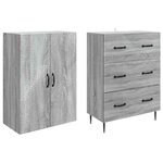vidaXL Ensemble de Meubles 2 Pièces Sonoma gris 66 x 34 5 x 90 cm