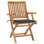 vidaXL Chaises pliables de jardin avec coussins lot de 8 Teck solide