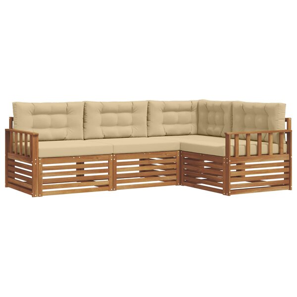 vidaXL Ensemble de canapés d'extérieur 4 pc Naturel et Beige