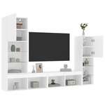 vidaXL Unités murales TV avec LED 4 Pièces blanc bois d'ingénierie