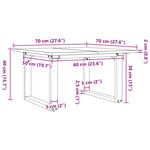 vidaXL Table basse cadre en O 70x70x40 cm bois de pin massif et acier