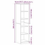 vidaXL Armoire Chêne noir 50 x 50 x 200 cm Bois d'ingénierie