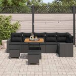 vidaXL Ensemble de canapé de jardin 9 Pièces Noir polyrotin