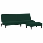 vidaXL Canapé-lit à 2 places avec repose-pied vert foncé velours