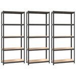 vidaXL Étagères à 5 niveaux 3Pièces Anthracite Acier et bois d'ingénierie