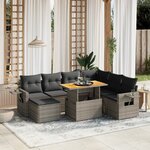 vidaXL Salon de jardin 8 Pièces avec coussins gris résine tressée