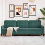 vidaXL Canapé à 3 places Vert foncé 210 cm Velours