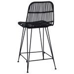 vidaXL Tabouret de bar 2 Pièces Noir 44 x 54 x 96 cm Rattan et Acier