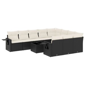 vidaXL Salon de jardin 11 Pièces avec coussins noir résine tressée