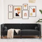 vidaXL Canapé Chesterfield avec traversins 3 places noir velours