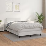 vidaXL Sommier à lattes de lit avec matelas Blanc 120x200cm Similicuir