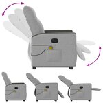 vidaXL Fauteuil inclinable de massage électrique gris nuage tissu
