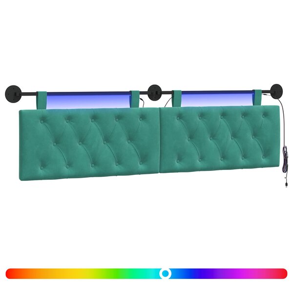 vidaXL Tête de lit suspendue Turquoise Velours