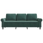 vidaXL Canapé à 3 places Vert foncé 180 cm Velours