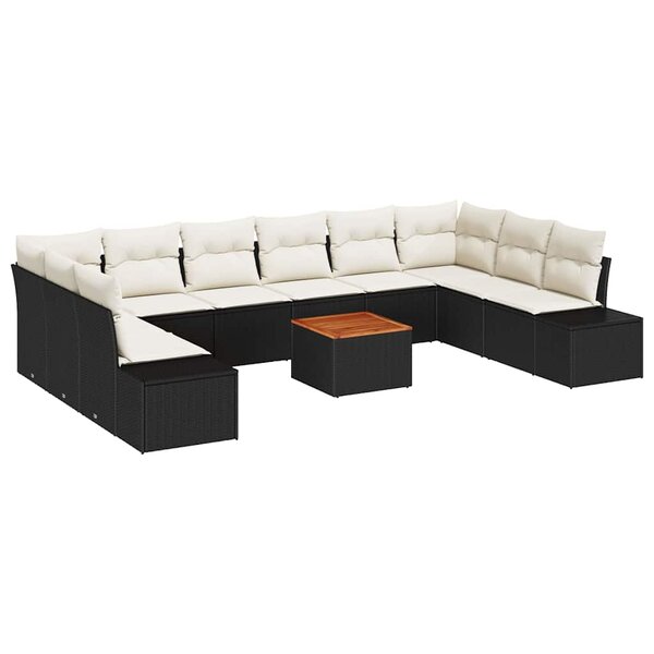 vidaXL Ensemble de canapé de jardin 11 Pièces Noir  blanc