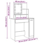 vidaXL Coiffeuse avec LED chêne artisanal 86 5x35x136 cm