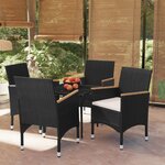 vidaXL Ensemble à manger de jardin avec coussins 5 Pièces Noir