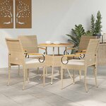vidaXL Chaises de jardin avec coussin 4 Pièces Beige et blanc crème