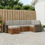 vidaXL Ensemble de canapés d'extérieur 6 pc Naturel et gris clair
