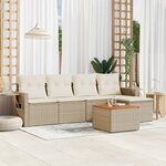 vidaXL Salon de jardin avec coussins 6 Pièces beige résine tressée