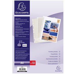 Sachet 10 pochettes perfo. PVC 8/100° x 10 EXACOMPTA