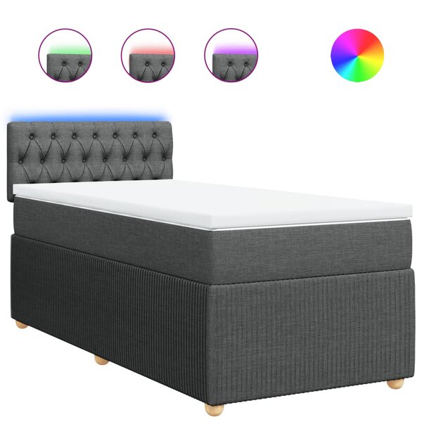 vidaXL Sommier à lattes de lit et matelas Gris foncé 90x190 cm Tissu