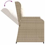 vidaXL Banc de jardin avec coussin Beige Poly rotin