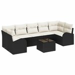 vidaXL Ensemble de canapé de jardin 8 Pièces Noir 55 x 55 x 37 cm