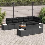 vidaXL Ensemble de canapé de jardin avec coussin 9 Pièces Noir Poly rotin