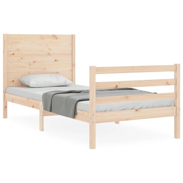 vidaXL Cadre de lit et tête de lit 100x200 cm bois massif