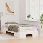vidaXL Cadre de lit surélevé avec stockage Blanc Bois massif en pin