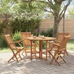 vidaXL Ensemble à manger d'extérieur pliable 5 Pièces Bois solide de teck